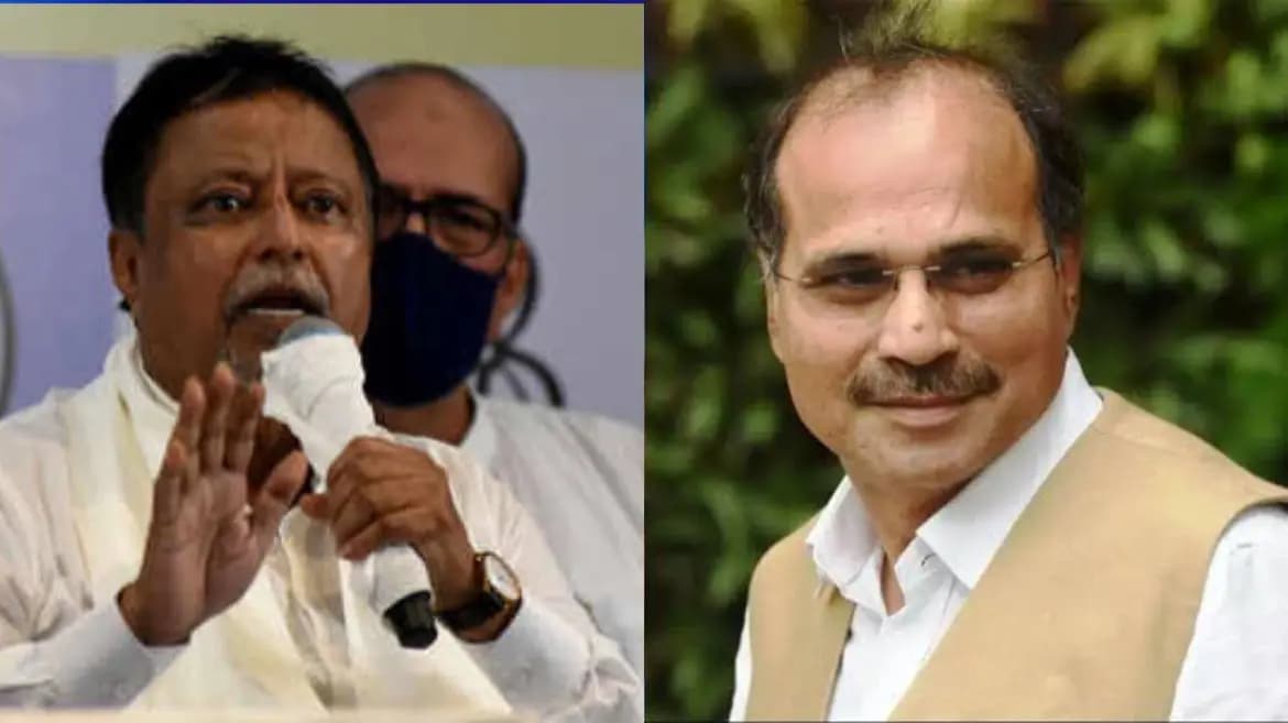 adhir  chowdhuri visits mukul roy while campaigning