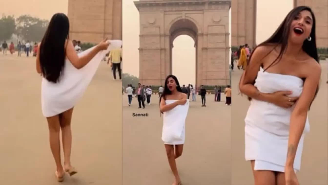 A female influencer was seen dancing at the India Gate to create a reel on mens day lif
