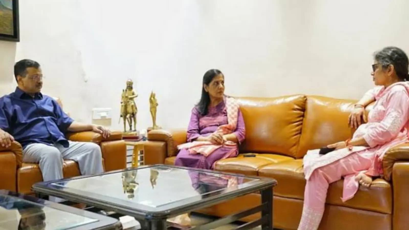 Arvind Kejriwal Meets Families of Manish Sisodia, Sanjay Singh