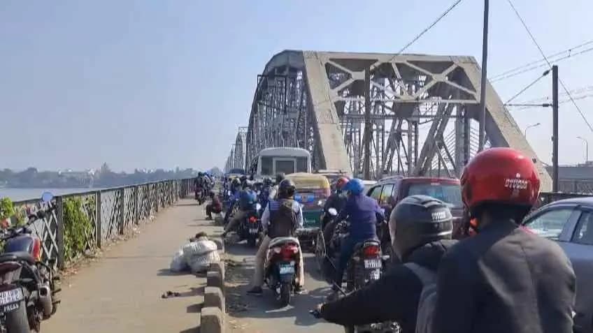 Bally bridge repairing work done, train, cars moving from today gnr 