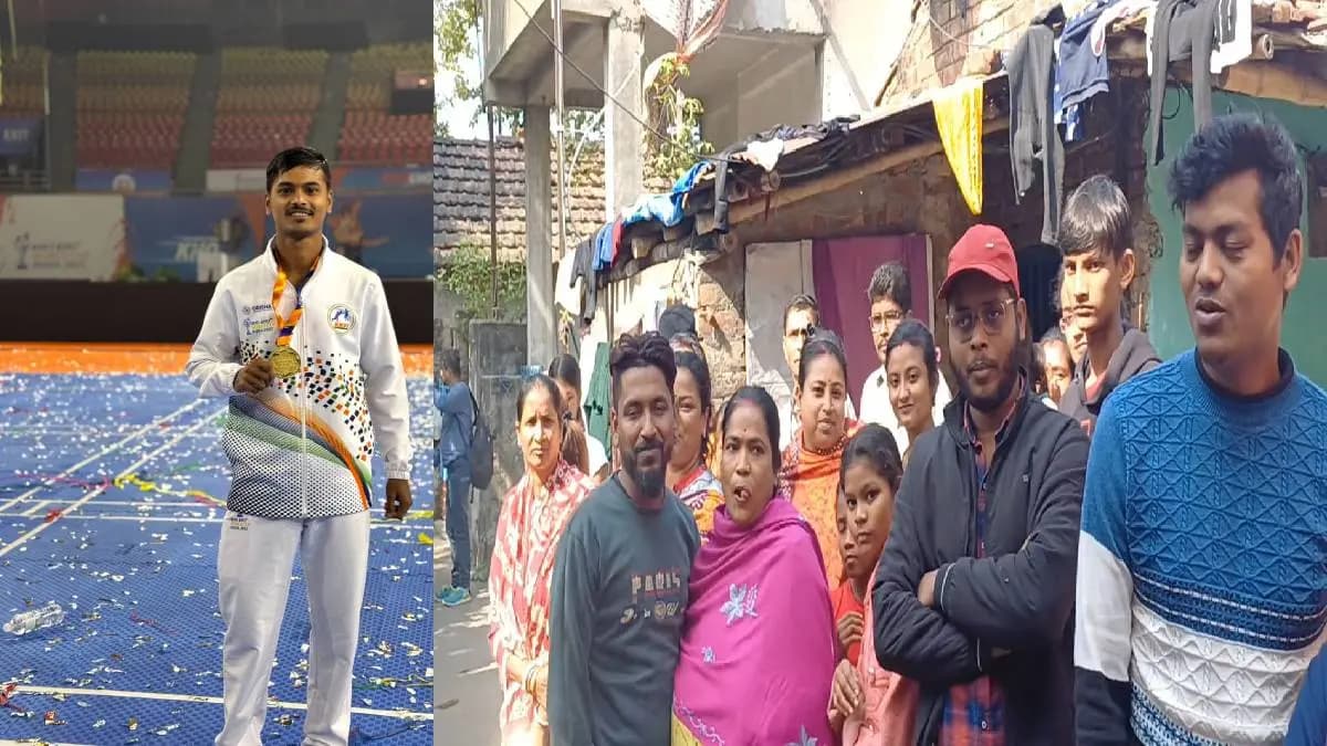 Suman Biswas a member of Indias Kho Kho World Champion team returns to Hooghly home 