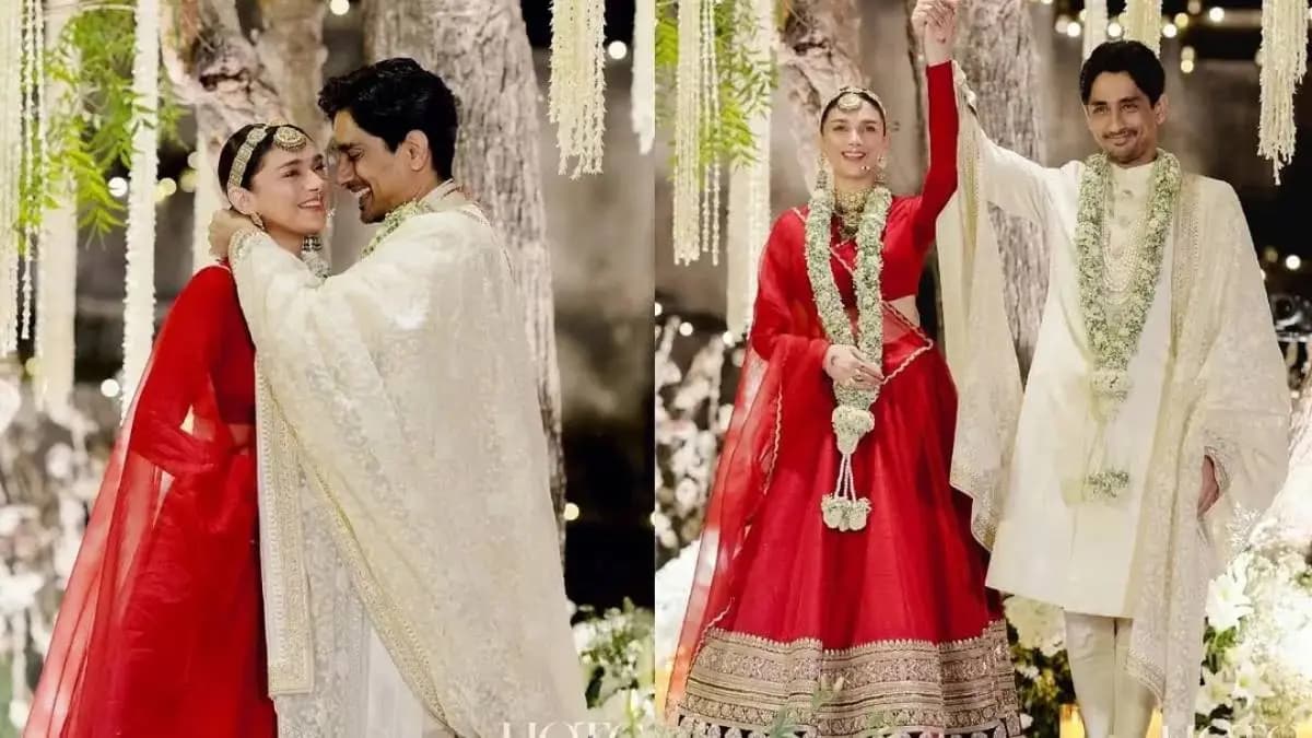 Actress Aditi rao hydari and siddharth get married for second time at rajasthan s alila fort wedding pics inside ent