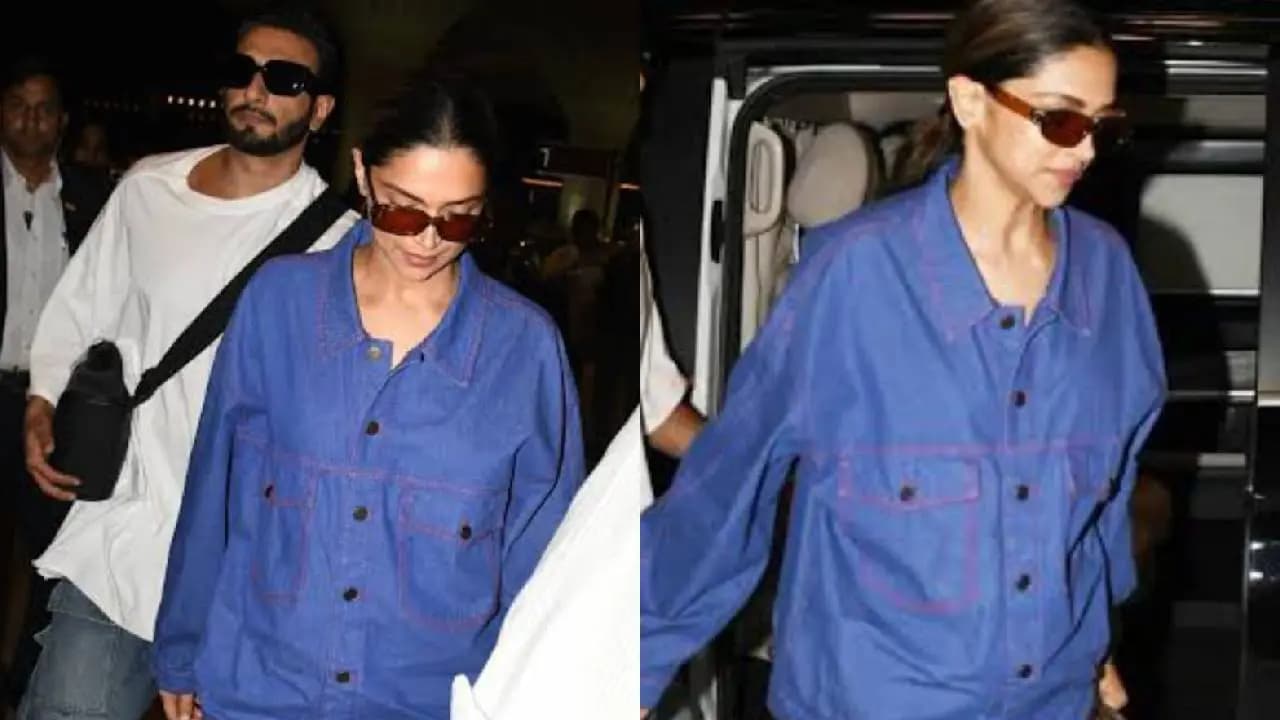Deepika Padukone Flashes Baby Bump at Mumbai Airport Ranveer Singh Protects Her