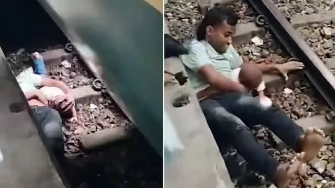 Viral Video: Bangladesh father shields child under moving train