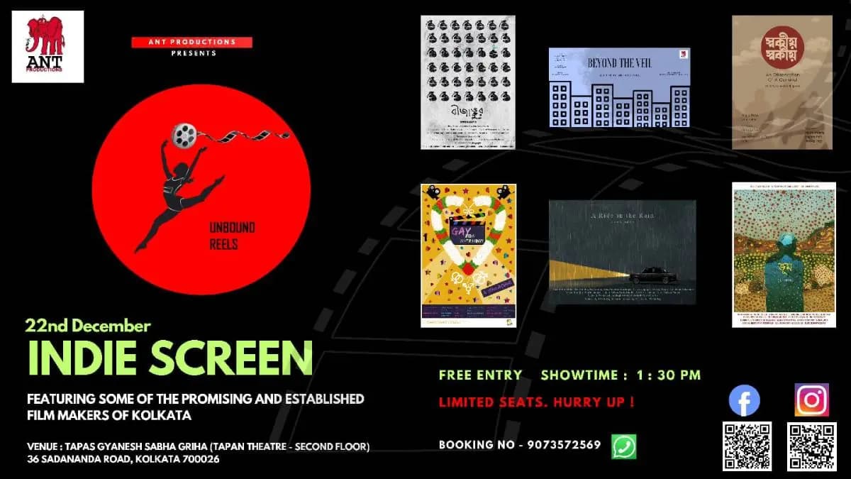 ant production is going to organise unbound reels indie screen event where Independent directors s 5 films will be showed in Tapan theatre ent