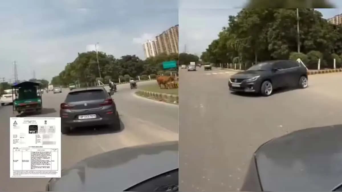 Filmy car stunts fined Rs 57500 by the police see the viral video of Noida
