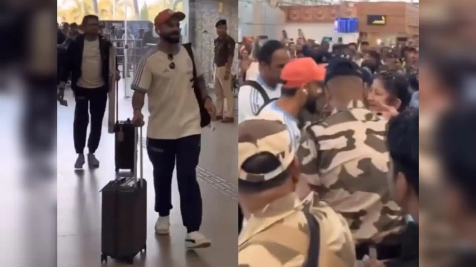 virat kohli ignores security, hugs woman at airport, internet curious spt