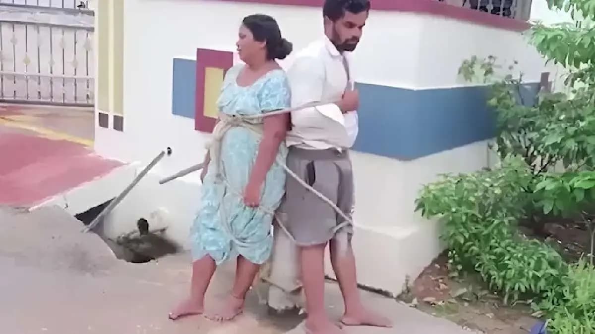 During  extramarital affair Telangana locals tie up and Purified