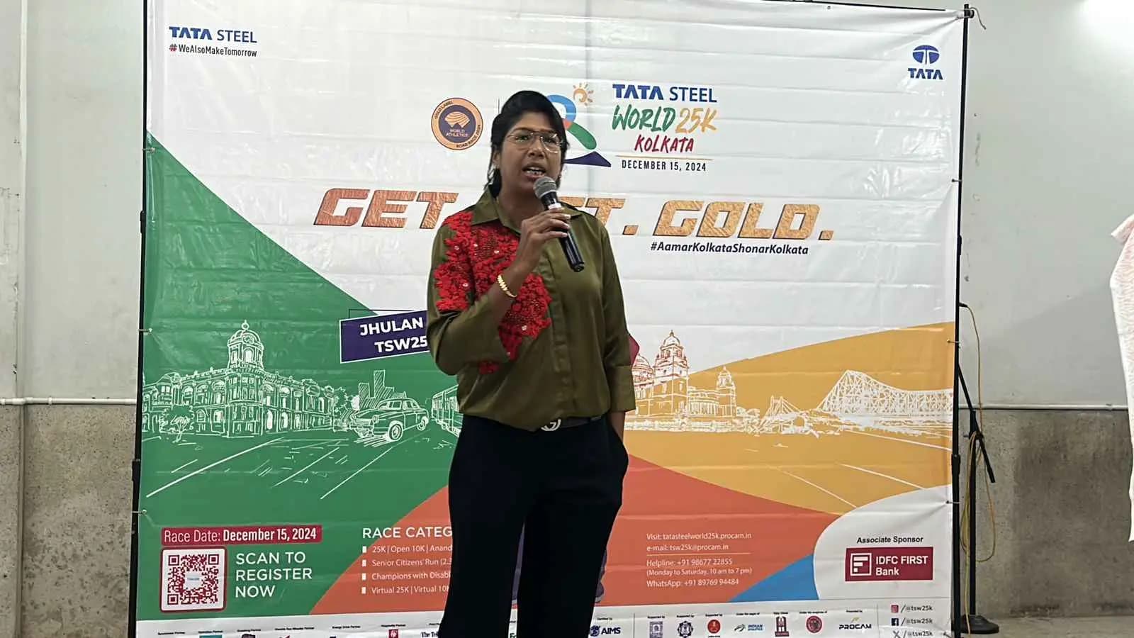 Star cricketer jhulan goswami interacts with school children on the occasion of children's day spt 