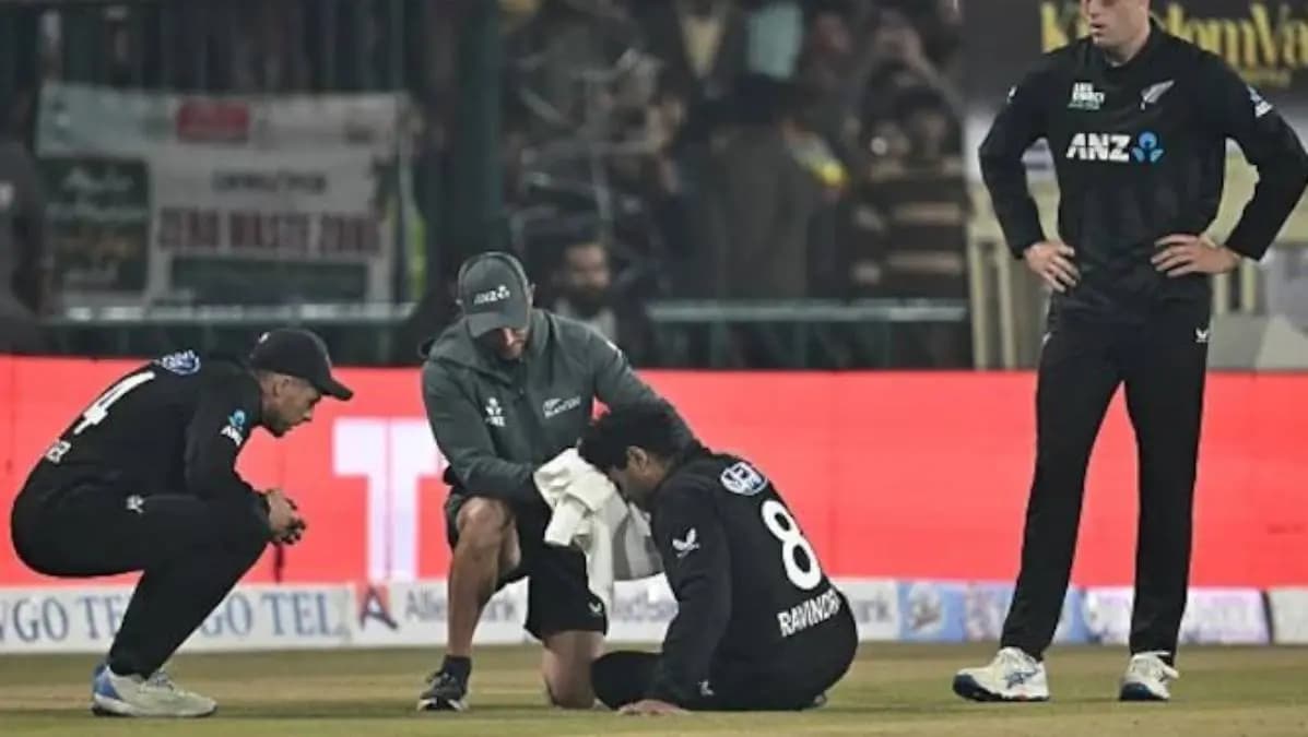 New Zealand cricketer Rachin Ravindra incurred a nasty head injury during an ODI match against Pakistan at the Gaddafi Stadium in Lahore