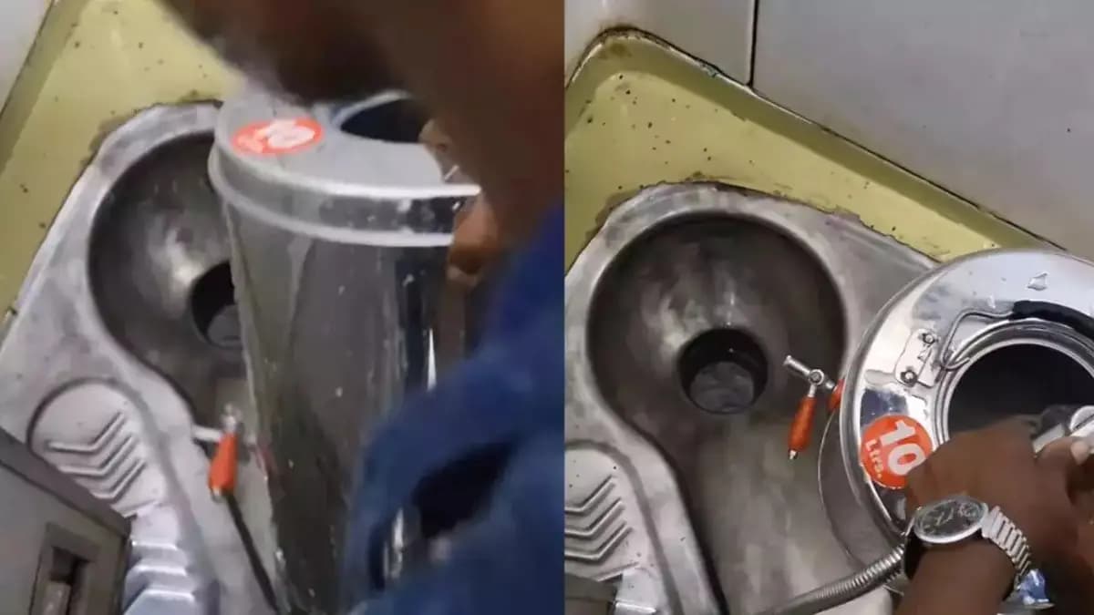 Video shows man washing tea pot in train toilet, netizens are not Happy gnr