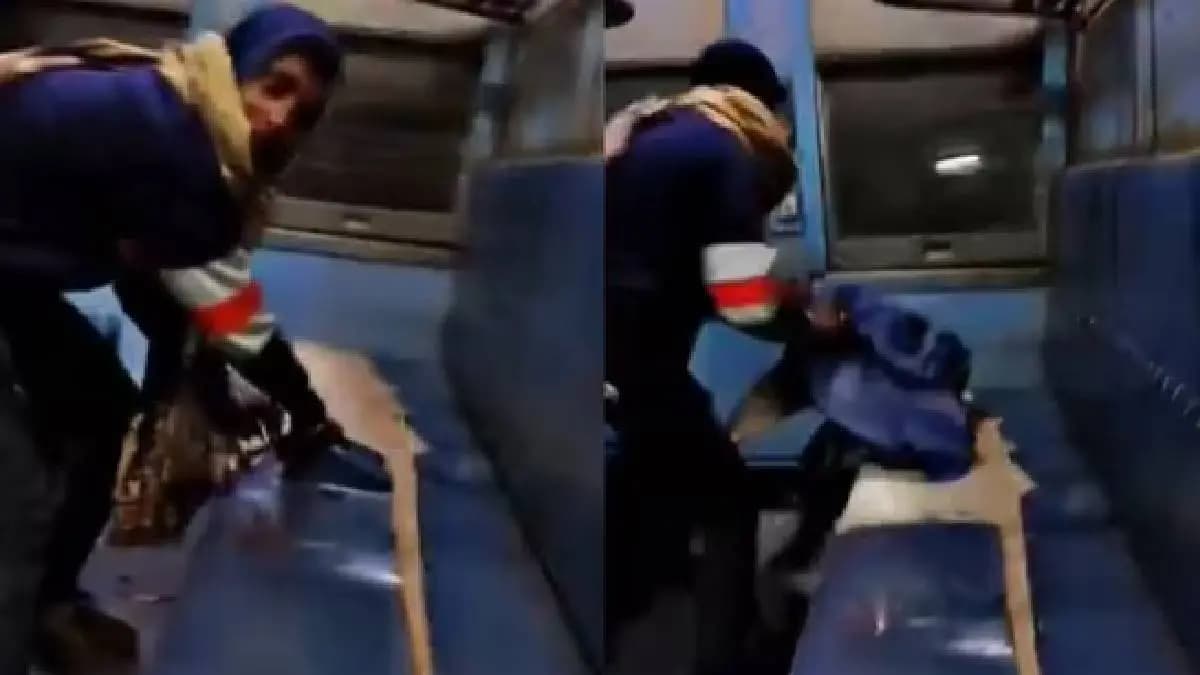 Man tears Indian Railway seat cover throws it out of moving train for Reels