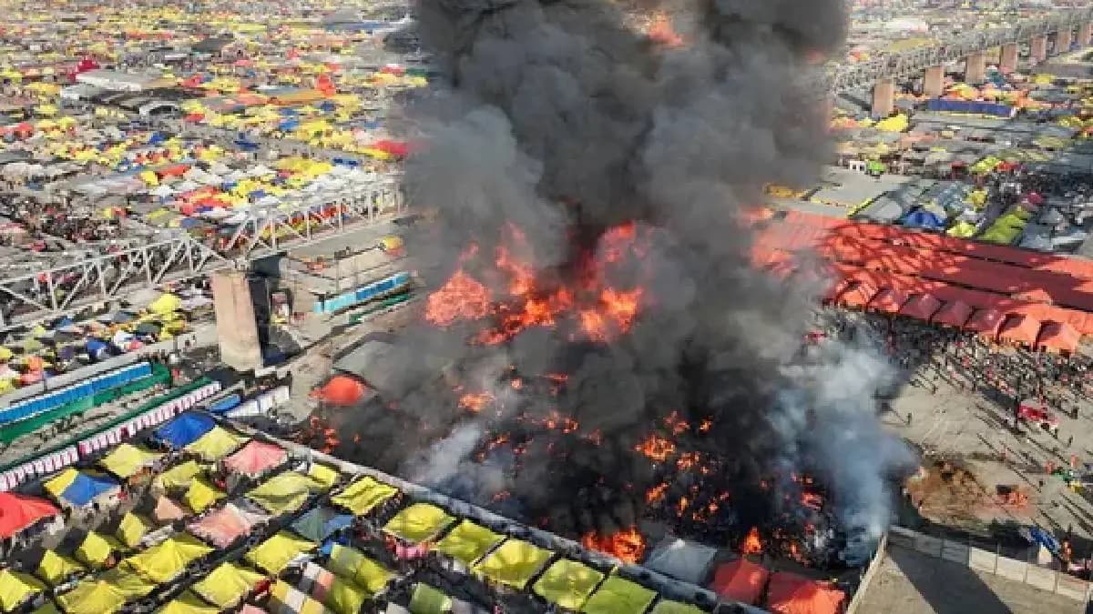  fire breaks out at mahakumbh