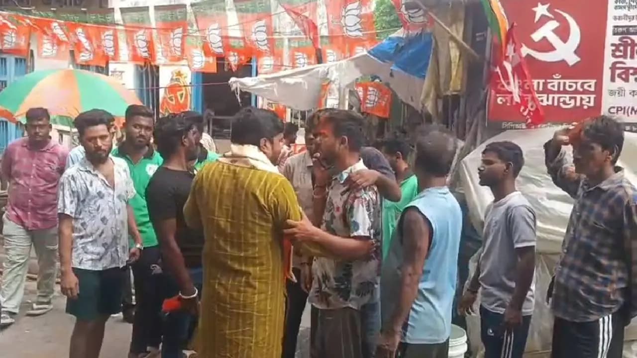 BJP Office Besides Abhishek Banerjee Office in Kalighat, Celebration Going On