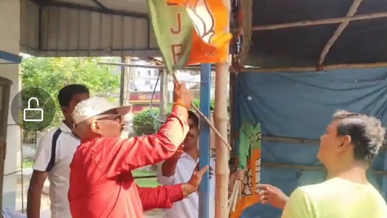 Bengal Election 2026: Behrampore BJP MLA Subrata Maitra personally unfurled the saffron flag 