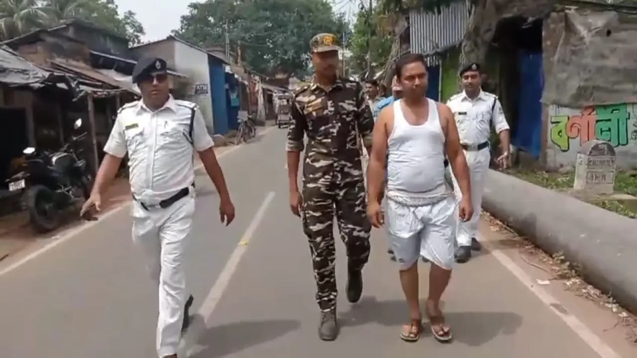 Howrah City police paraded a home guard in local areas after the arrest