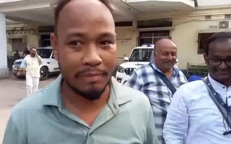Following his arrest Prashanta Barman was brought from the Eco Park Police Station to the Barasat Court on Tuesday