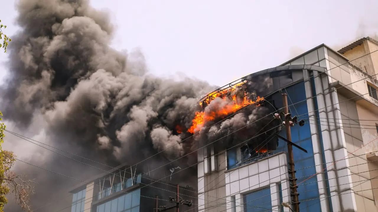 Massive fire breaks out in two places of Noida no casulaties so far  