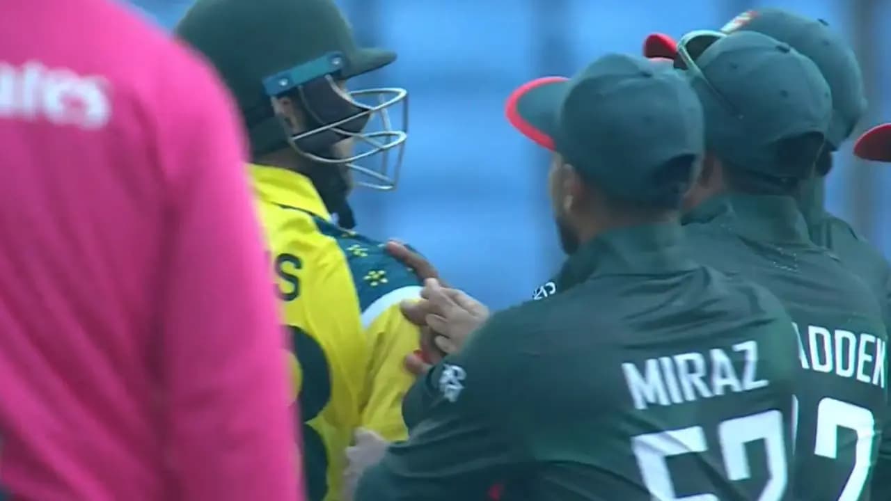 Tempers flare as Nahid Rana and Josh Inglis exchange heated words in BAN vs AUS ODI