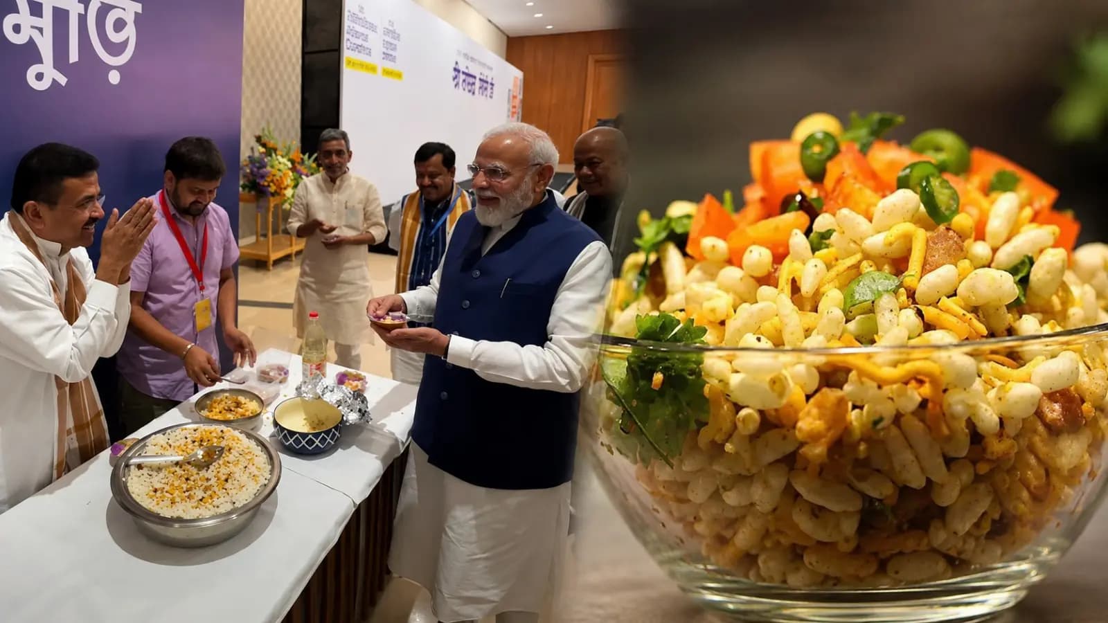 Suvendu Adhikari gives Jhalmuri to PM Narendra Modi at NDA Meeting Viral Video