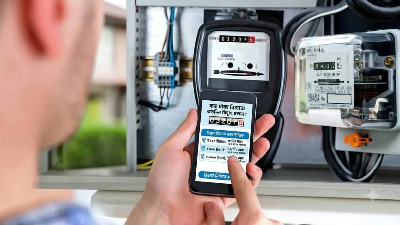 How long will the electricity last for a specific recharge amount on a smart meter