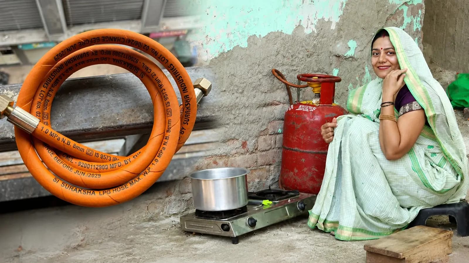 What is the reason behind the LPG gas cylinder pipe being orange