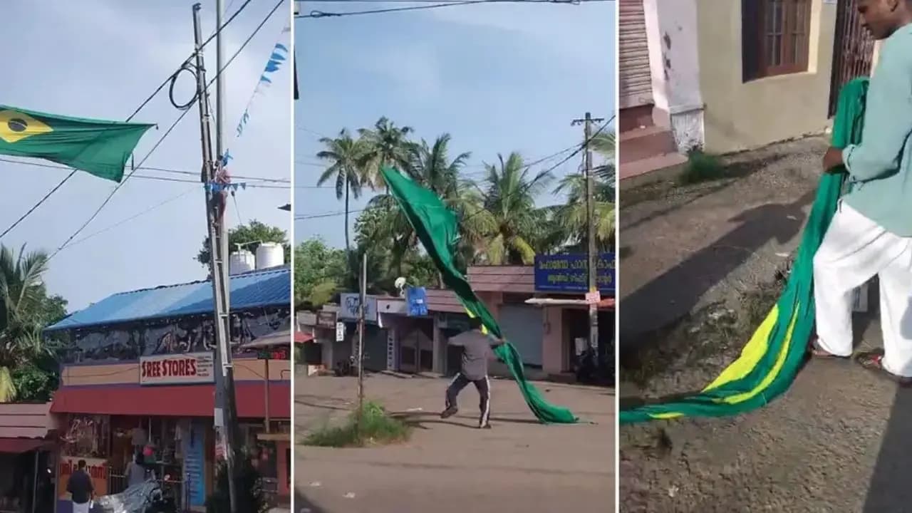 keralam rss activists removes brazil flag alleges soccer lovers
