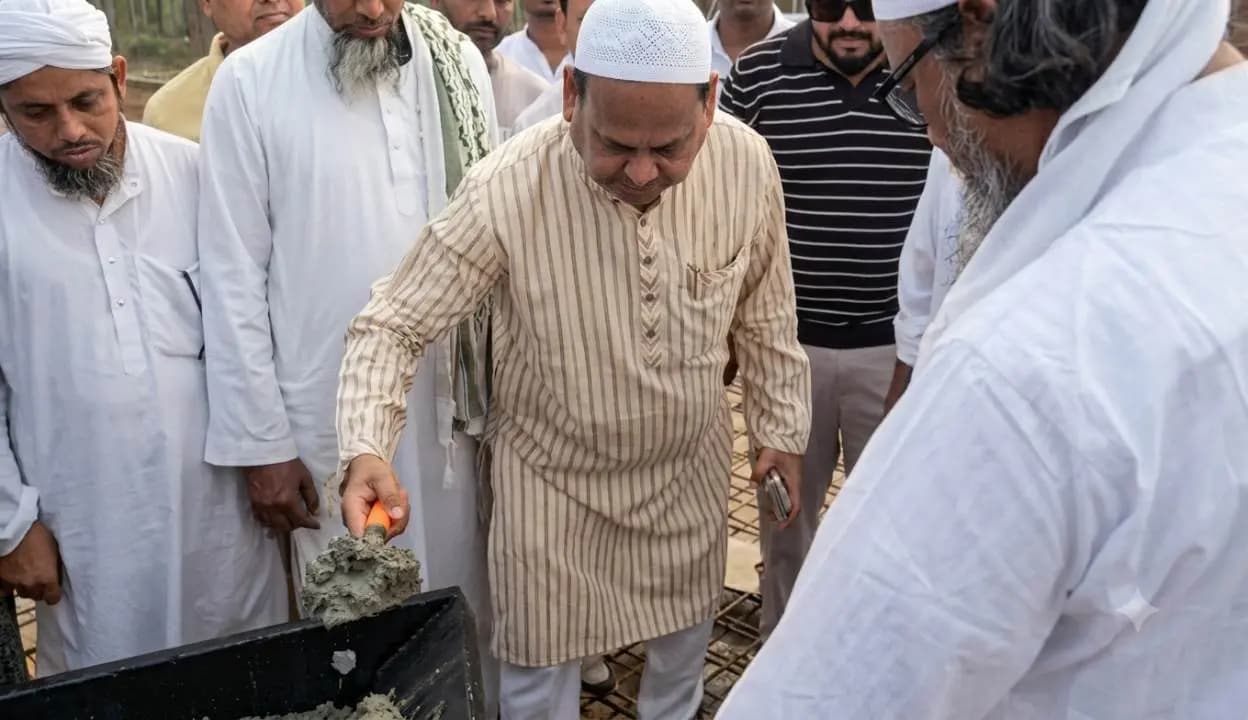 Aam Janata Unnayan Party Chairman Humayun Kabir Babri Masjid construction work advanced a little further on Friday, the day of Muharram
