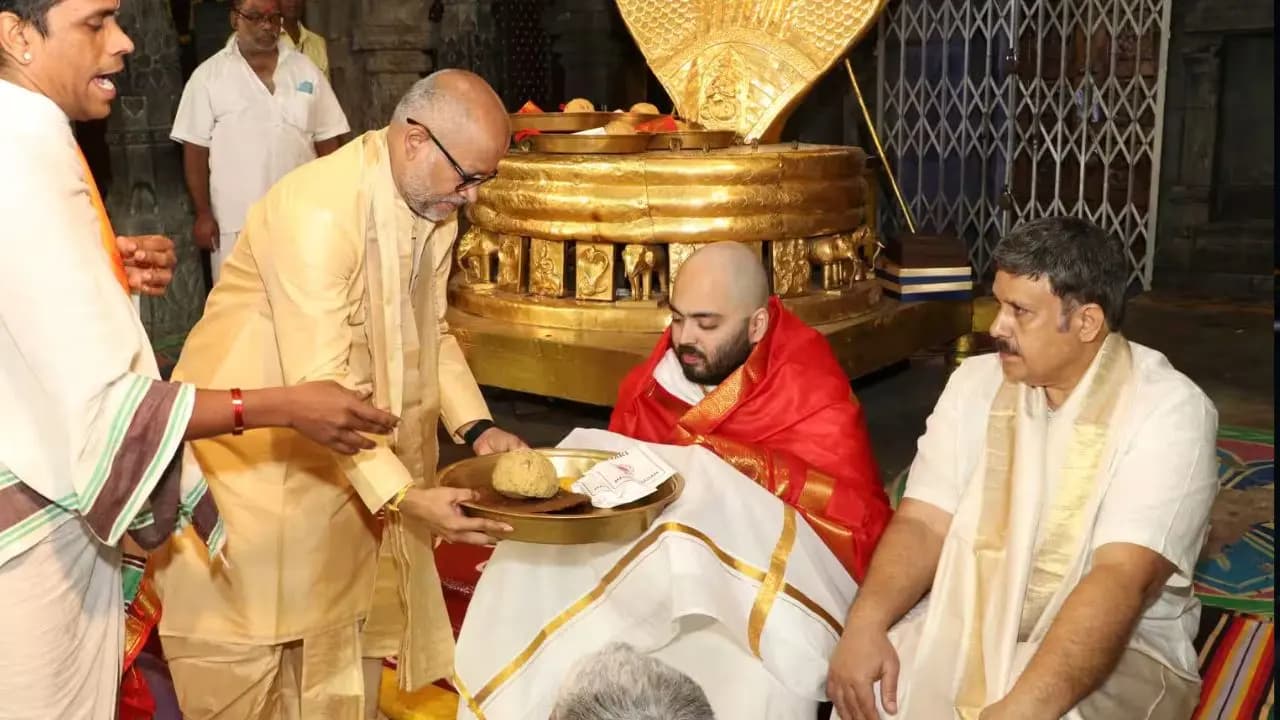 Anant Ambani Visits Tirupati temple, donates hair