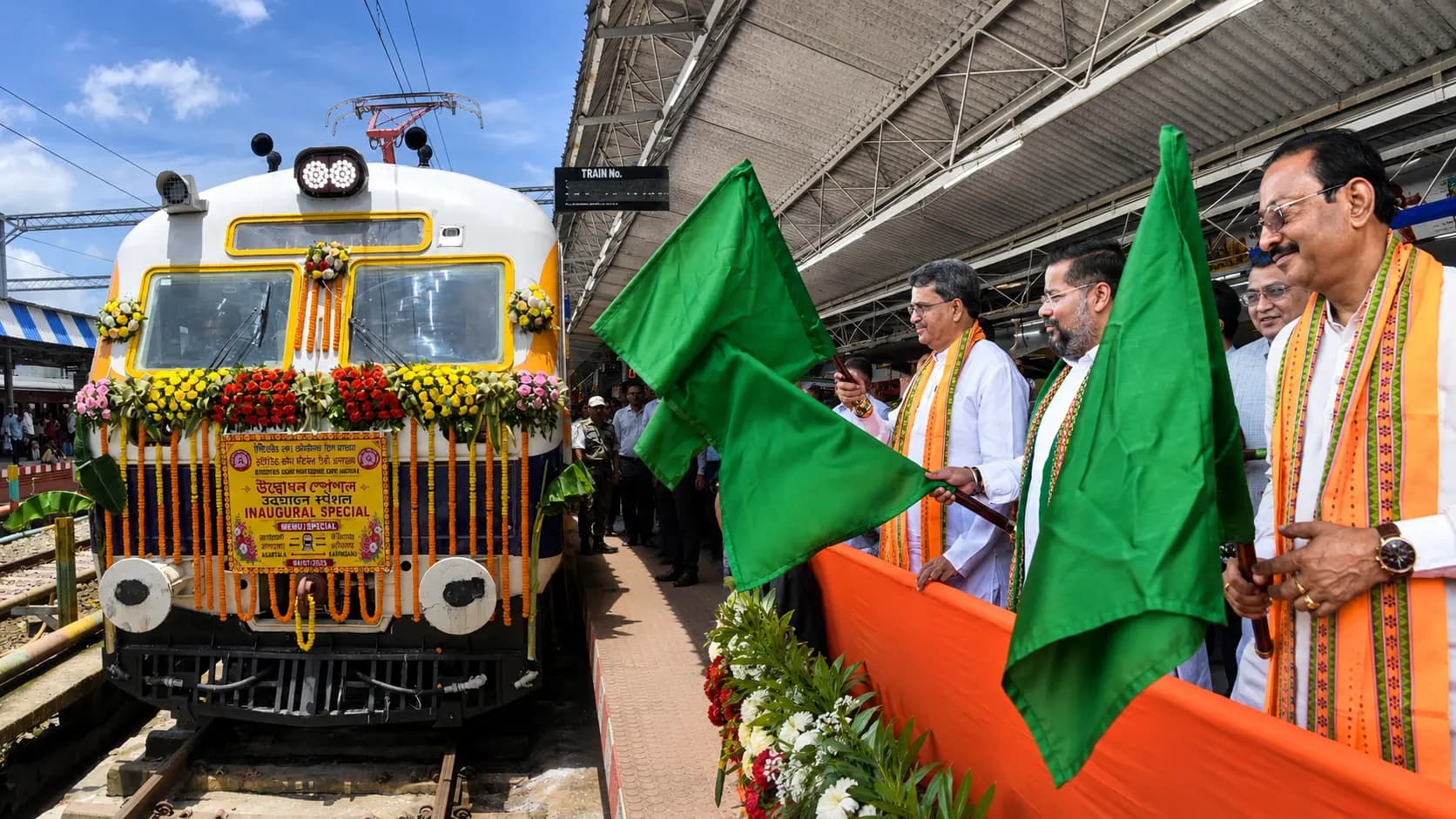 Tripura CM Manik Saha Flags Off North East First MEMU Electric Train Service