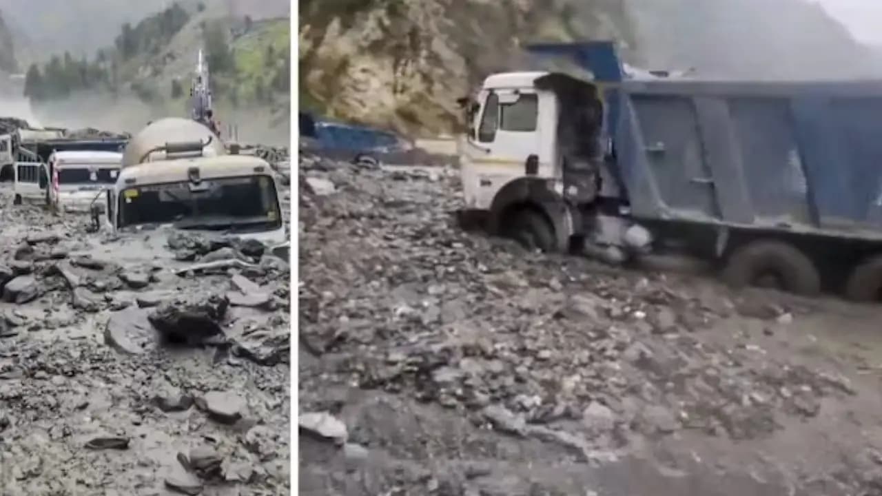 Heavy rain fall and land slide in jammu and kashmir