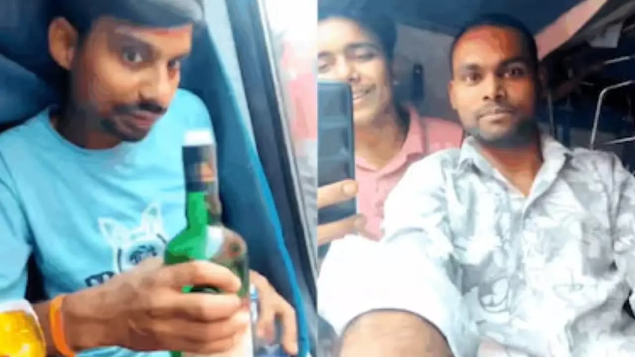 Viral video of men boozing inside a running train