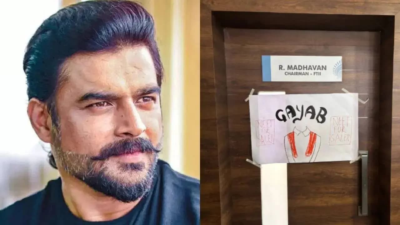 R madhavan faces backlash as he is silent on cjp protest ftii students put neet for sale poster on his door