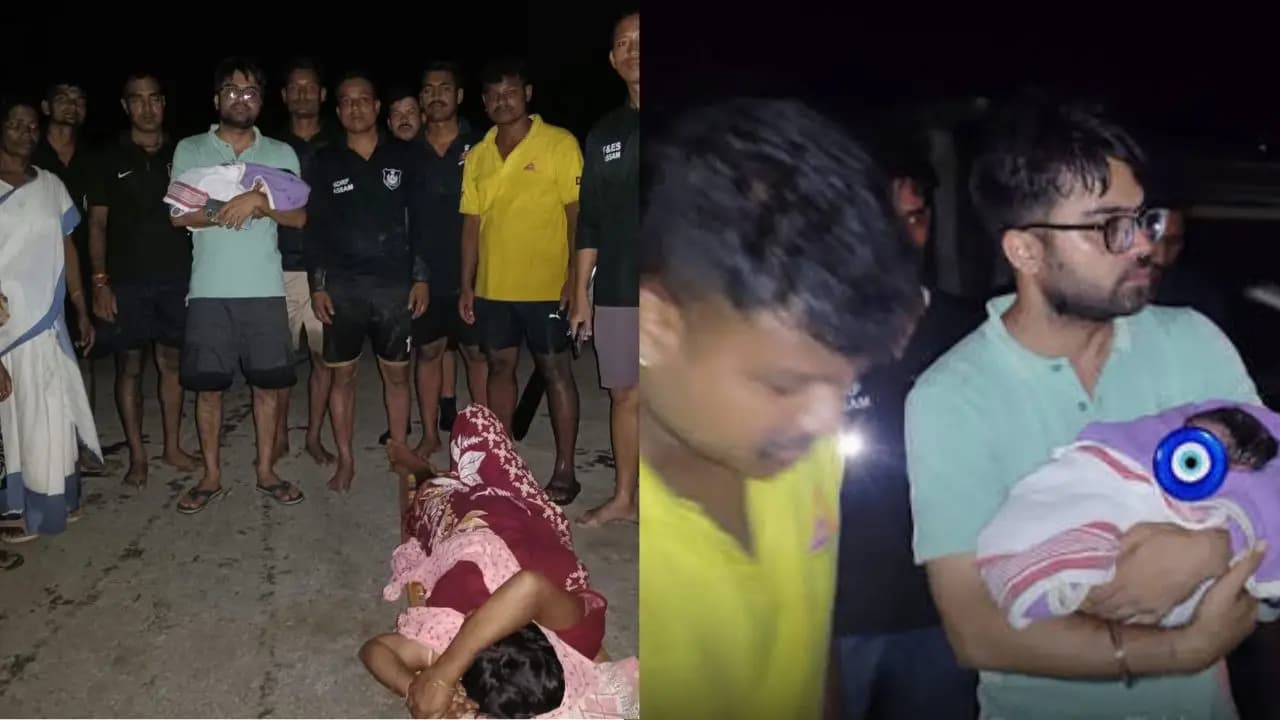 Viral: amid Assam flood this woman gave birth to a baby girl with the help of rescue team