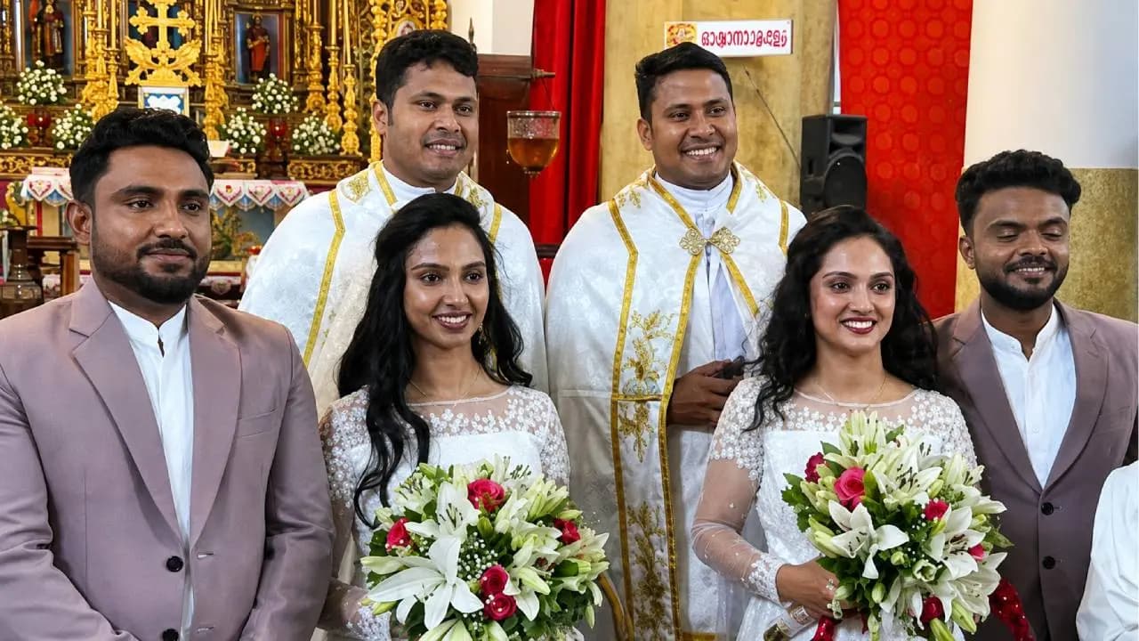 Groom is a twin bride is a twin Father is a twin Netizens quipped Its all Gods will as the video went viral.