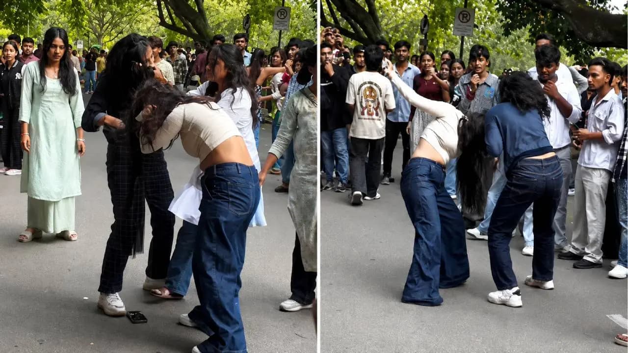 Two women fights with each other in Bengaluru park over making reels
