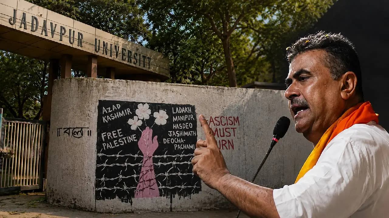 Jadavpur University: Authorities Paint Over Objectionable Wall Graffiti Following Suvendu Adhikari Warning