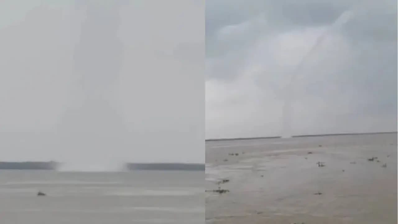 Rare Rotating Water Column Spotted Over Brahmaputra River