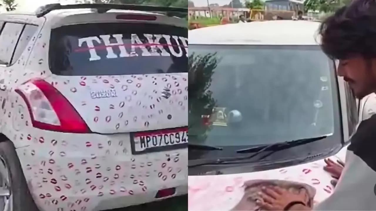Viral Gwalior kissing car: police seized the car and fined 5500 rupees