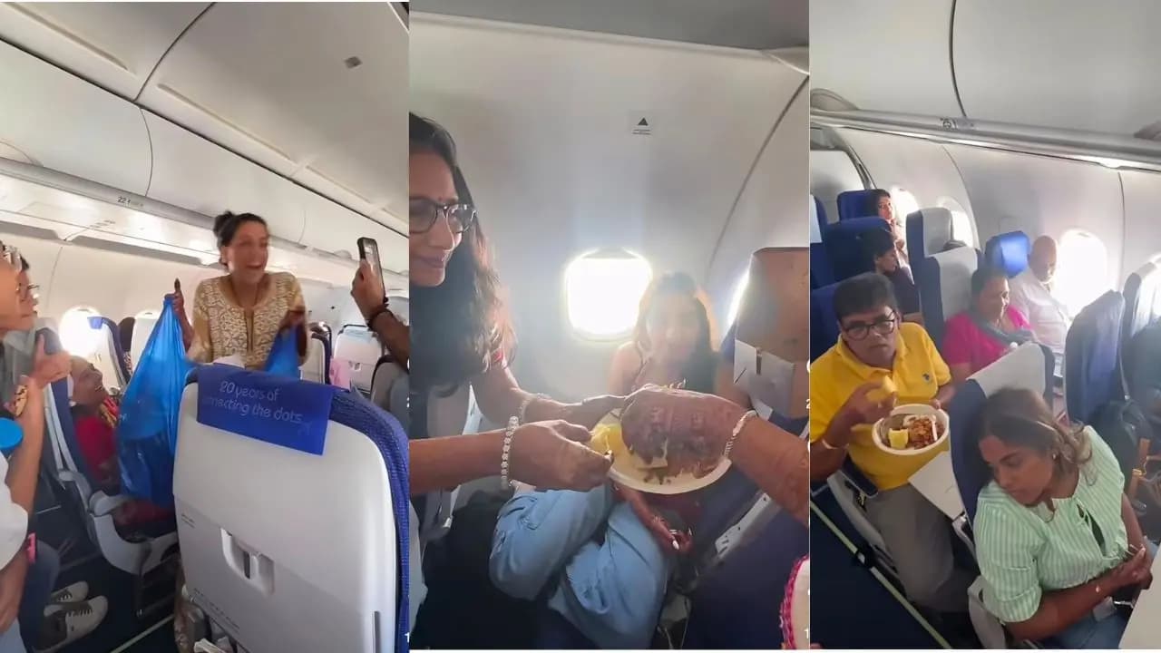 Viral: north indian family started walking in a flying plane sat together and had food
