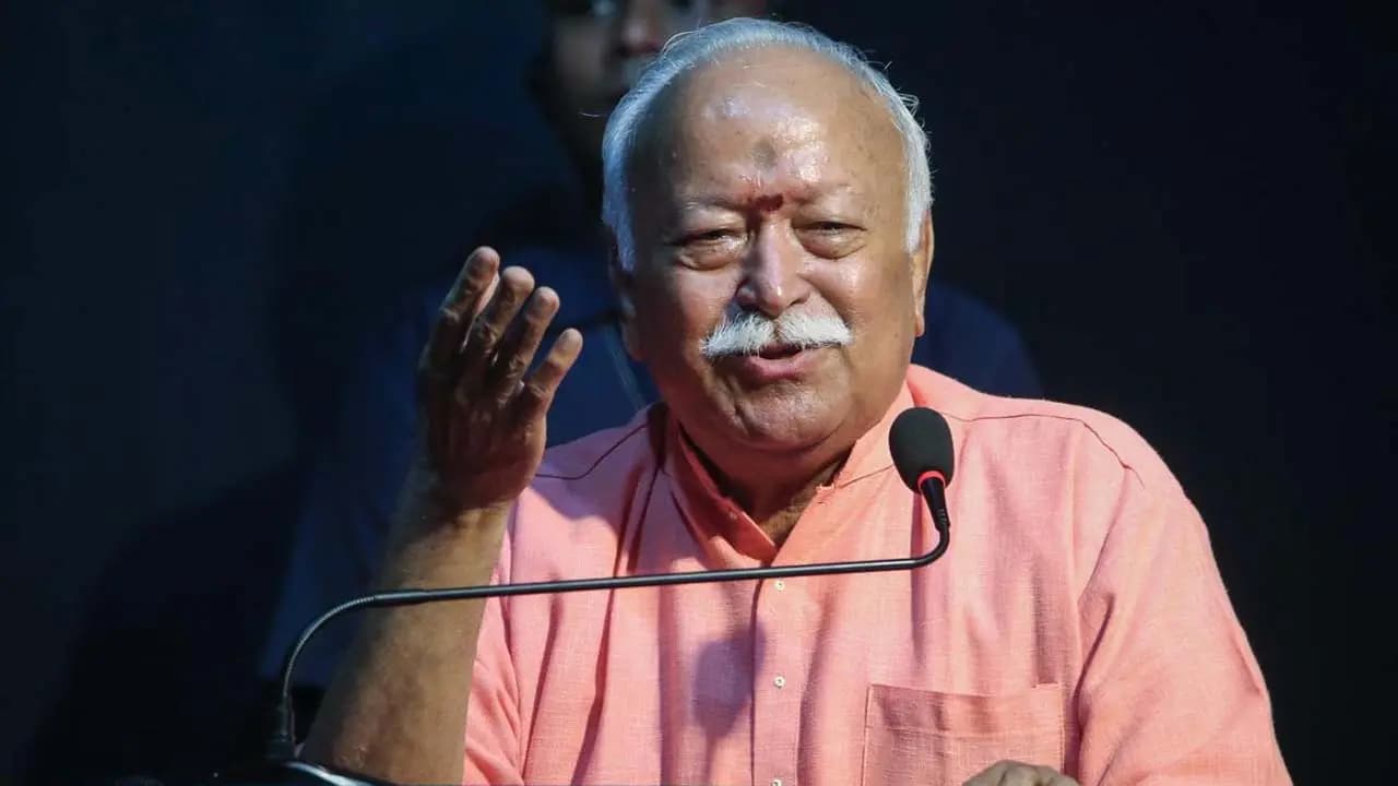 Mohan Bhagwat on Times Square Billboard: No protests prevailed RSS chiefs image is shining brightly on a billboard in New Yorks Times Square