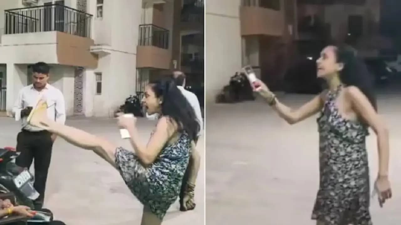 Viral video of noida girl misbehaving with security guards