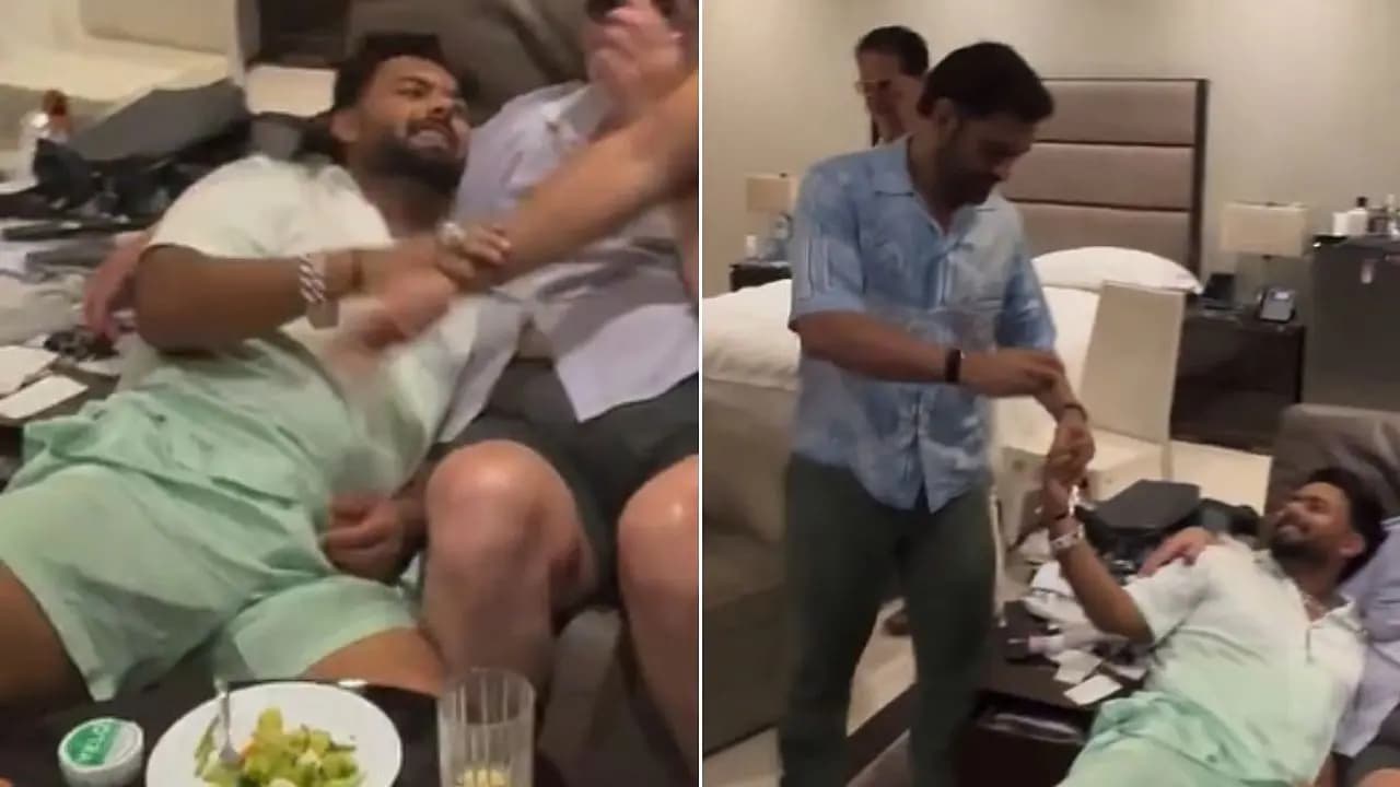 A video appearing to show MS Dhoni and Rishabh Pant at a gathering has gone viral 
