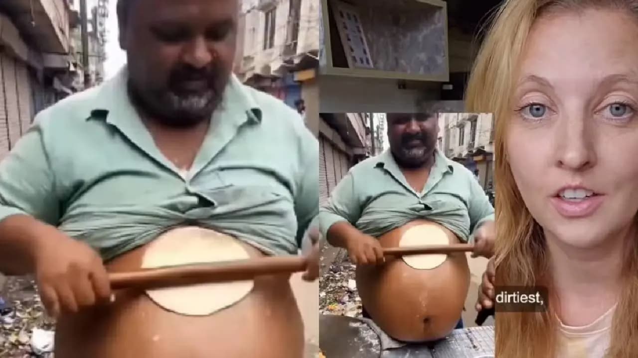 Bizarre video of man making rotis