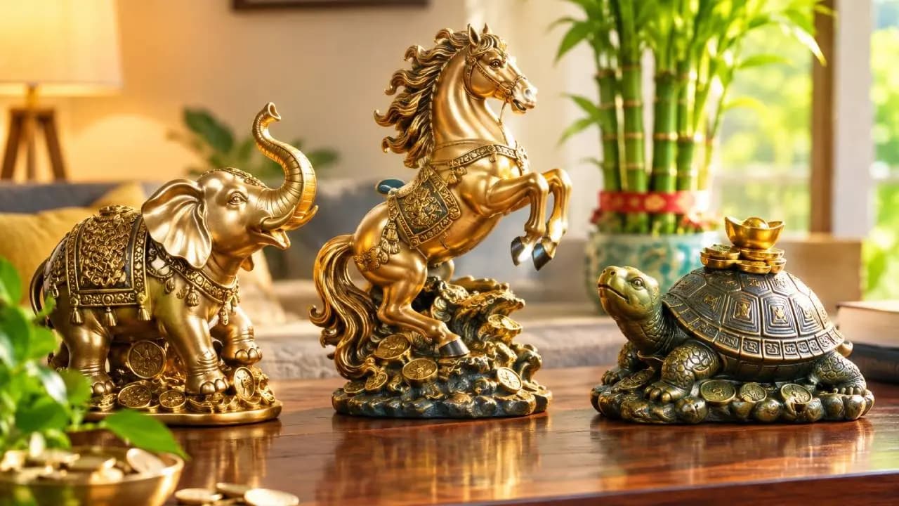 Feng Shui Home Decor Statues: Elephant  Horse  and Turtle Symbols for Prosperity