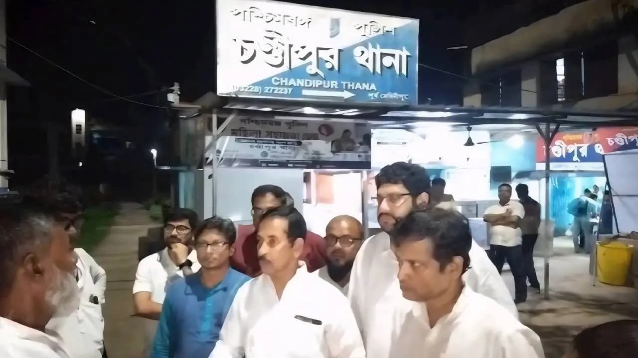 State Congress leaders met Milan Pradhan Nandigram by election election candidate at Chandipur police station