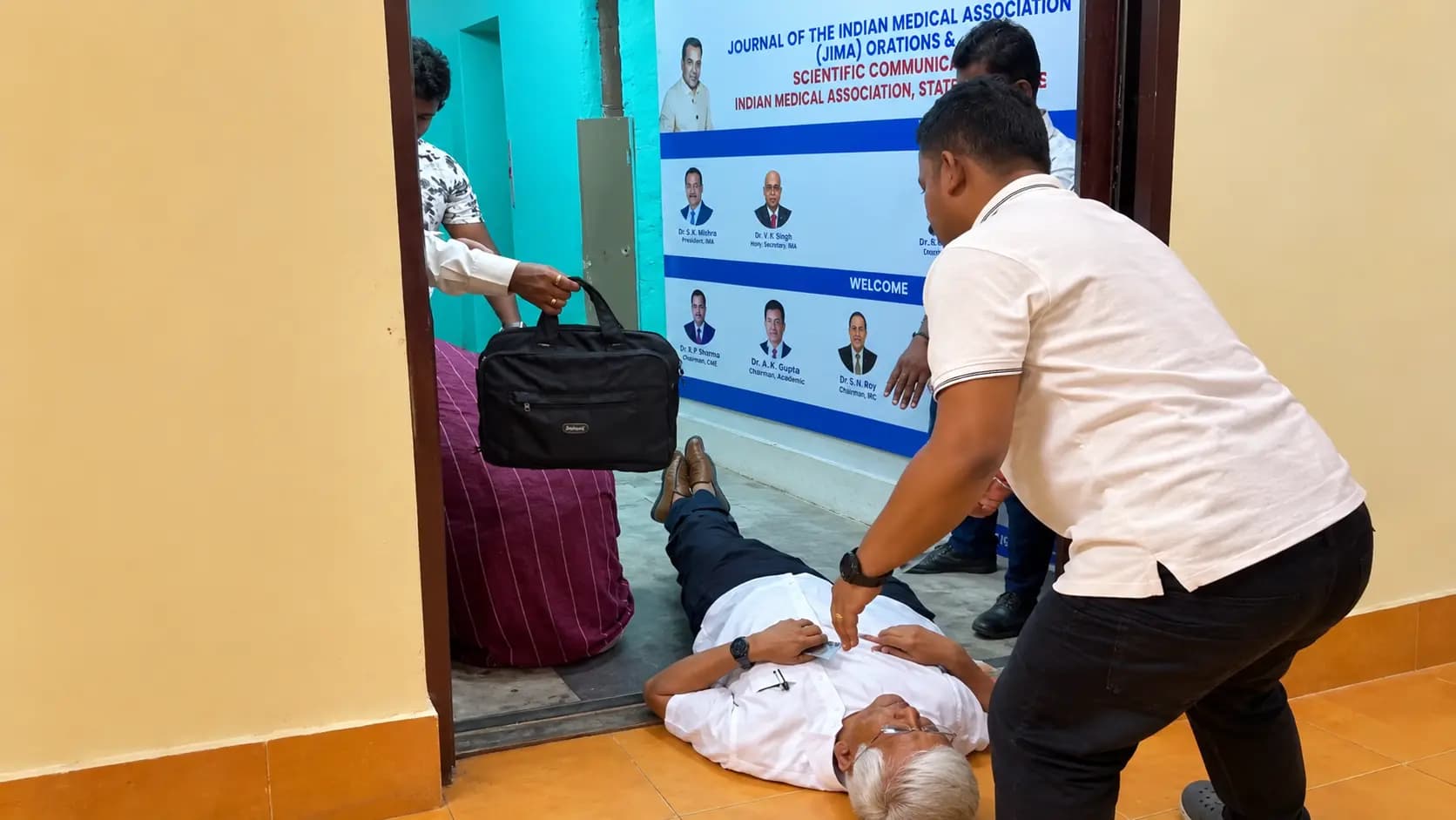 Chaos at IMA Meeting: Doctors Allegedly Blocked by Bouncers, Protesters Lie on Floor