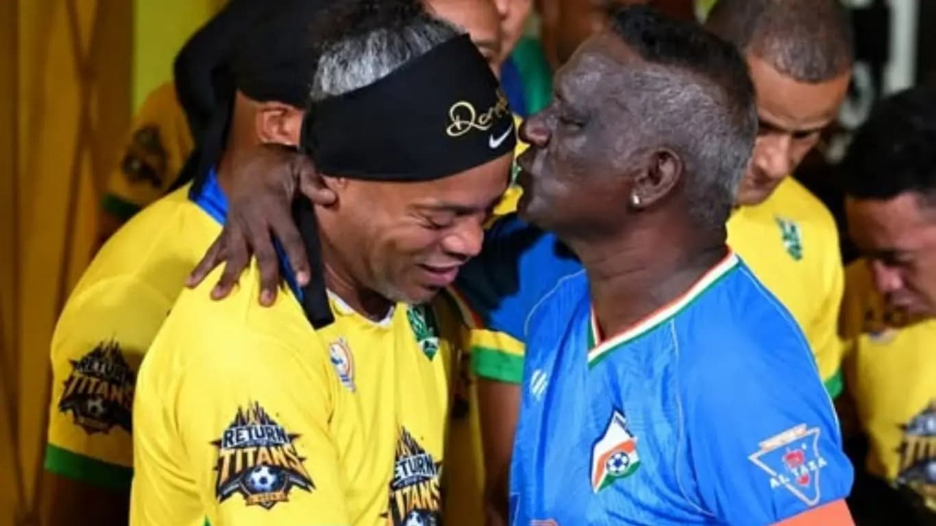 Ronaldinho sings the welcome song for Vinicius Jr as Brazil Masters beat India in Kochi 