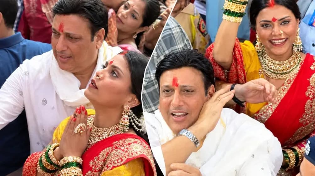 Govinda and Komal Rani Swarnkar spark secret Wedding Rumour Actress Spotted With Sindoor at Lalbaugcha Raja Visit