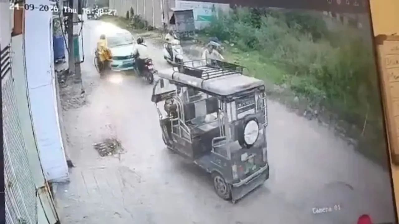 Punjab Shocker: Speeding Car hits 6 Vehicles In Punjab Biker Flung Into Air video goes viral